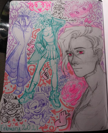 trad sketchbook doodle page